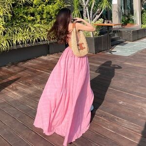 Crinkle Cotton Maxi Dress | Backless Spaghetti Strap